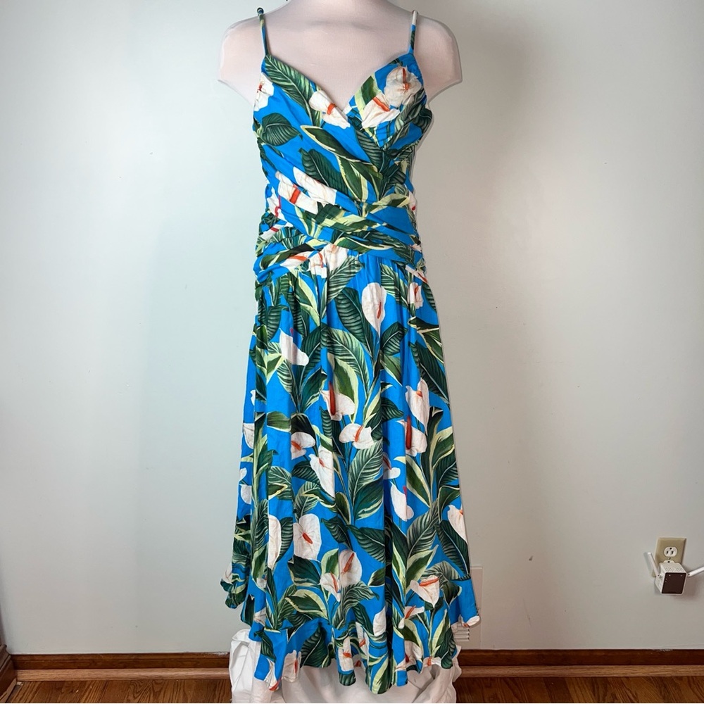 Farm Rio Blue Anthurium Garden Maxi Dress | Size Small - Picture 3 of 14